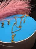 2Pcs Double Layers Lux jewelry Earrings and Necklace