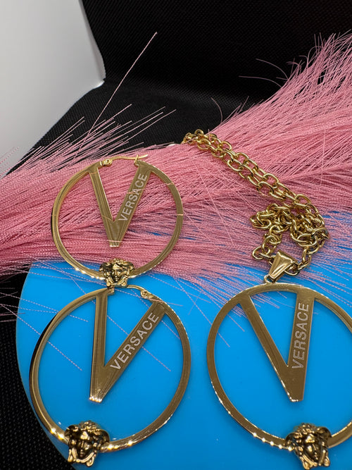 2Pcs Lux jewelry Earrings and Necklace Hiphop /2Styles