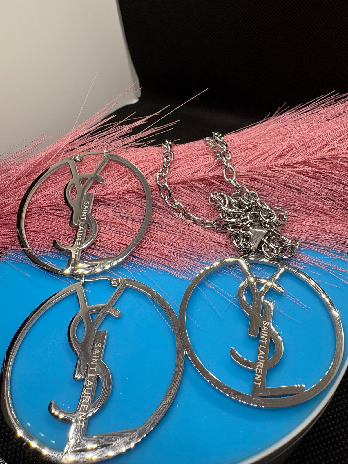 2Pcs Lux jewelry Earrings and Necklace Hiphop /2Pcs