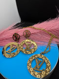 2Pcs Lux jewelry Earrings and Necklace Hiphop style