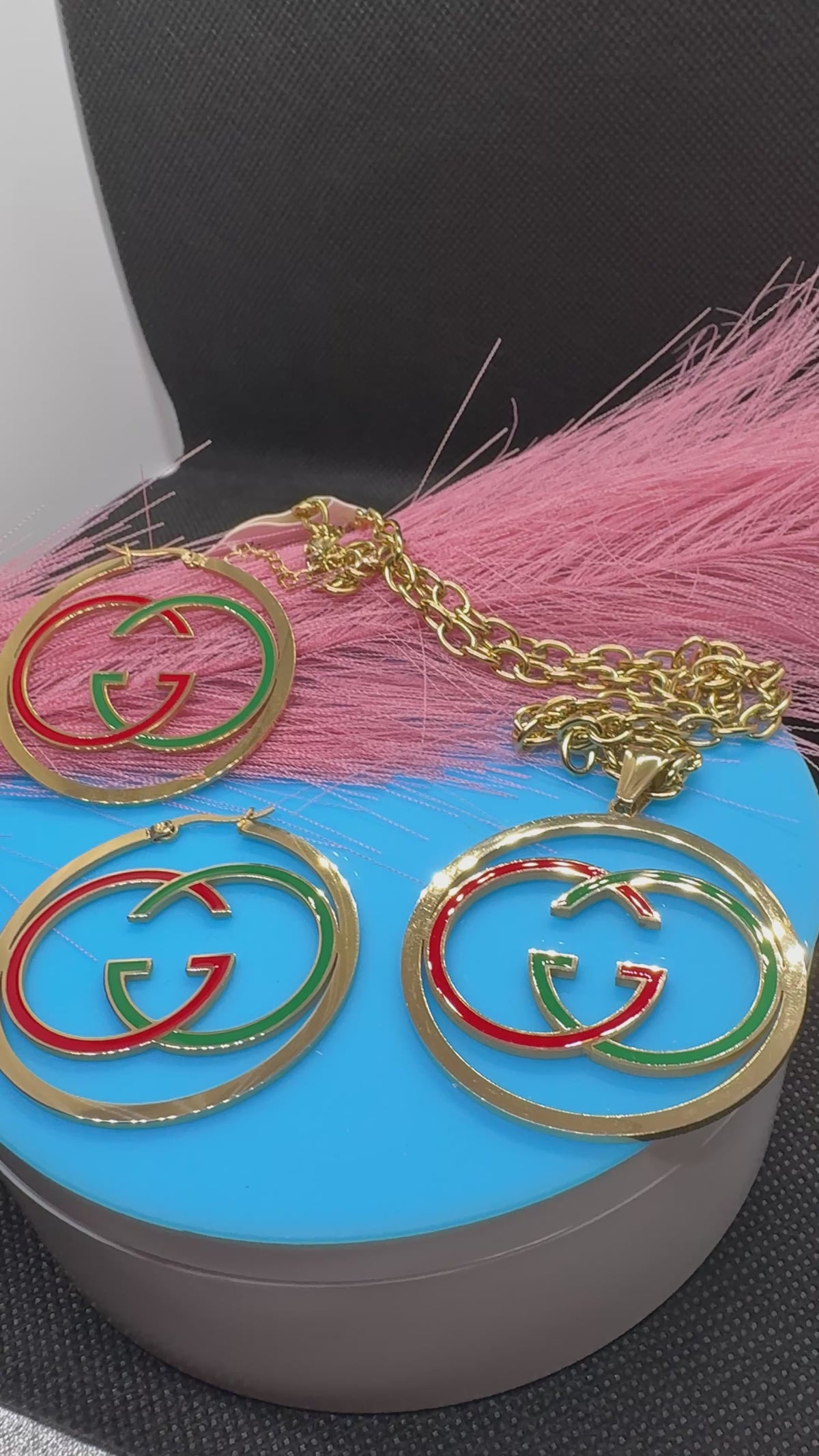 2 Pcs Lux jewelry Earrings and Necklace Hiphop Style