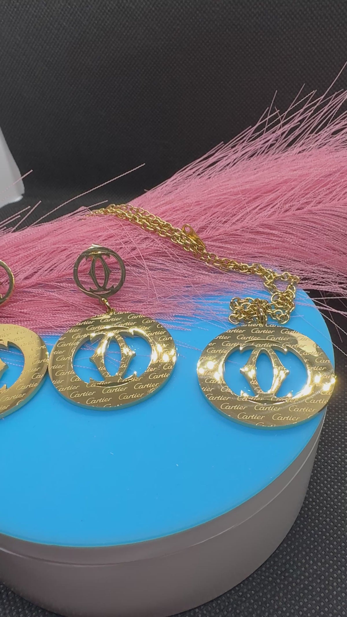 2Pcs Lux jewelry Earrings and Necklace Hiphop style