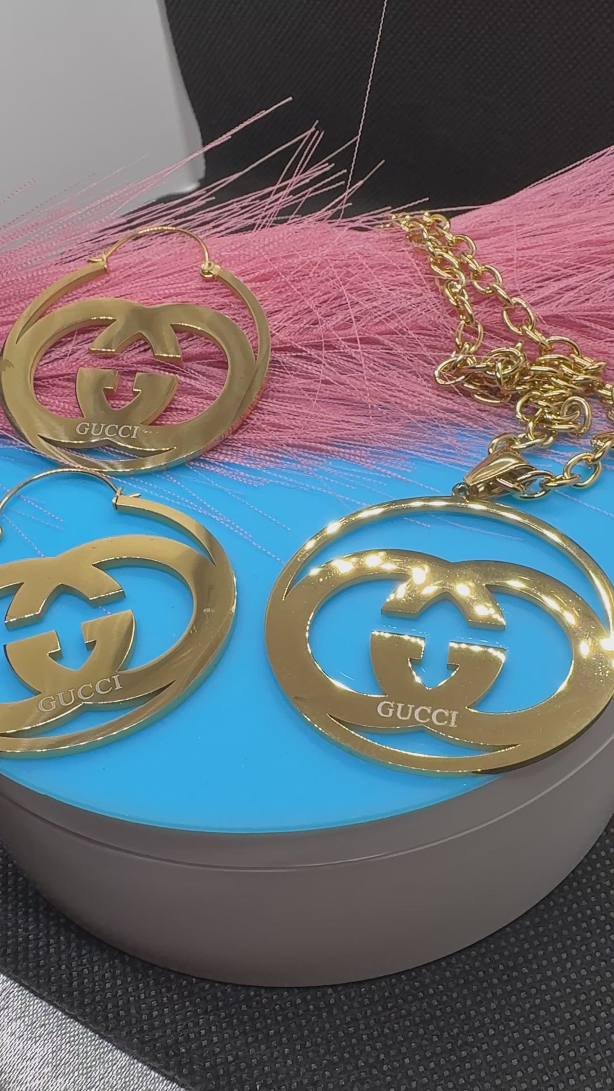 2Pcs Lux jewelry Earrings and Necklace Hiphop/2 styles